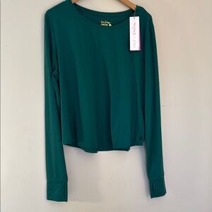 Lilly Pulitzer Luxletic Teal Long Sleeve Crop Top